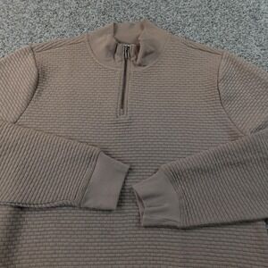 Peter Werth Sweatshirt Mens L Beige 1/4 Zip Mock Neck Pullover Sweater Knit Top